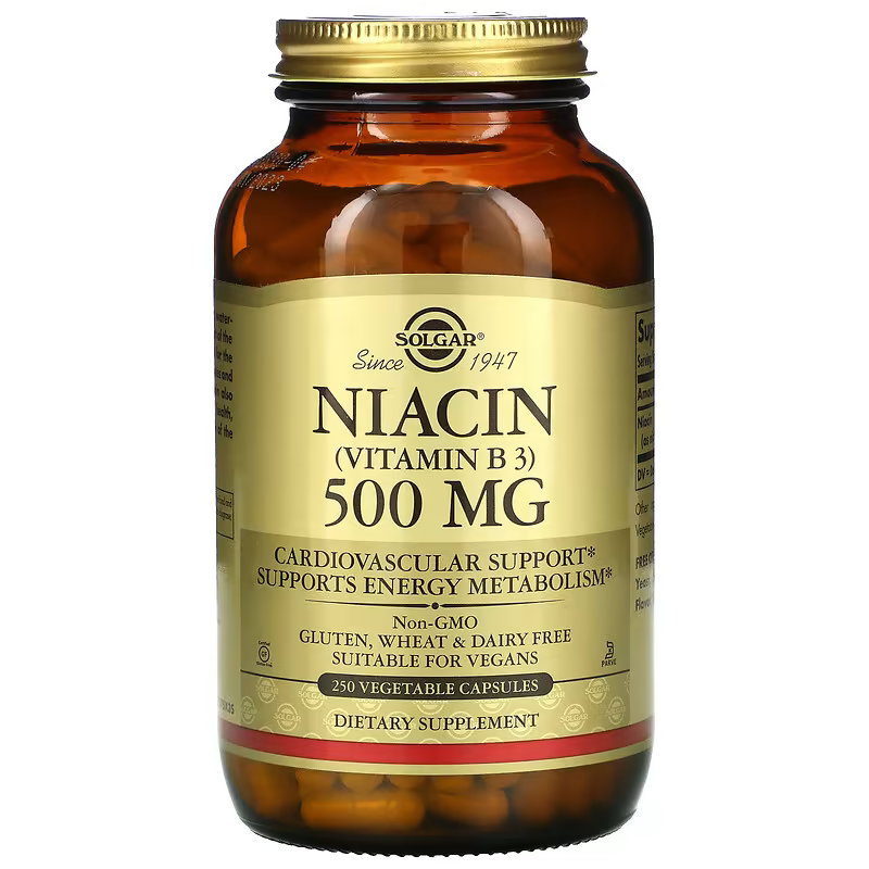 Solgar Vitamin B3 (Niacin), 500 mg, 250 Vegetable Capsules Mms01397