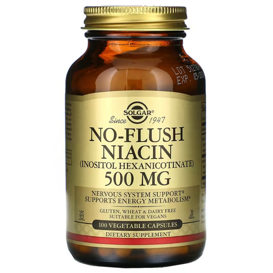 Solgar No Flush Niacin 500 mg 100 Vegetable Capsules Mms01325
