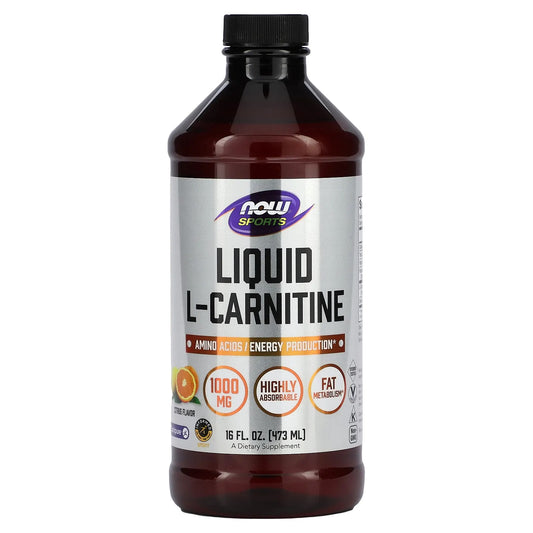 NOW Foods, Sports, Liquid L-Carnitine, Citrus Flavor, 1,000 mg, 16 fl oz (473 ml) mm00036