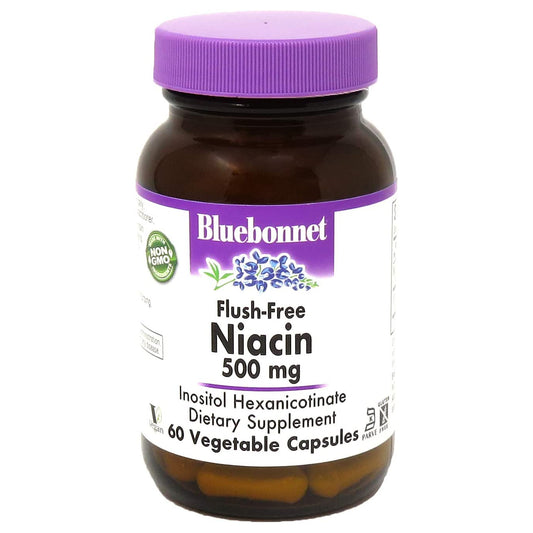 (st0018) Bluebonnet Nutrition Flush-Free Niacin 500 mg 60 Vegetable Capsules Mms00261