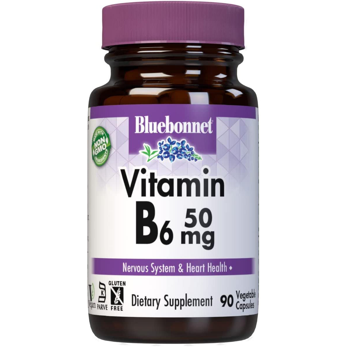 (st0019) Bluebonnet Nutrition Vitamin B-6 50 mg 90 Vegetable Capsules Mms00250